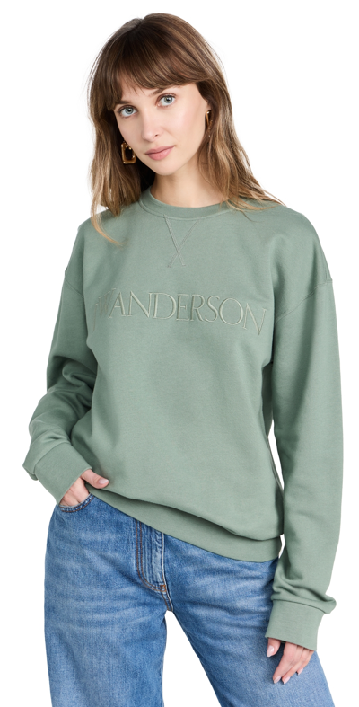 Jw Anderson Logo Embroidery Sweatshirt Green