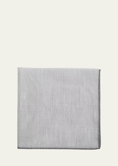 Simonnot Godard Men's Cotton-linen Pocket Square In White Pink