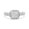 HAUS OF BRILLIANCE .925 STERLING SILVER 1/4 CTTW PRINCESS-CUT DIAMOND COMPOSITE RING WITH BEADED HALO