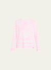 Kule The Modern Long Cotton T-shirt In White/hot Pink