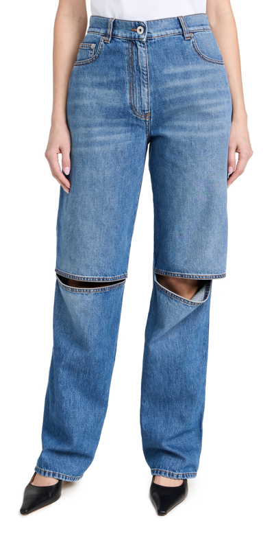 JW ANDERSON CUT OUT KNEE BOOTCUT JEANS LIGHT BLUE