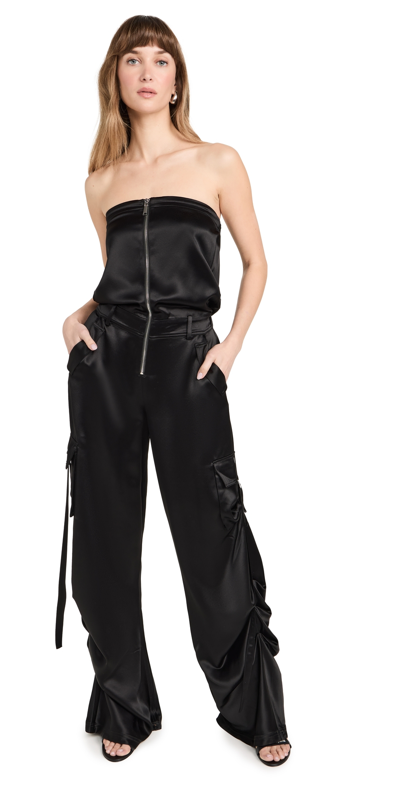 Retroféte Estrella Strapless Wide-leg Cargo Jumpsuit In Black