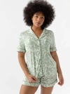 Cozy Earth Women's Short Sleeve Bamboo Pajama Top In Stretch-knit In Green
