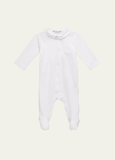 Bonpoint Kids' Boy's Tilouan Organic Cotton Long-sleeve Footed Pajamas In Upb Ciel