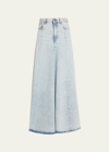 Haikure Serenity Distressed Paneled Denim Maxi Skirt In Stromboli Blue