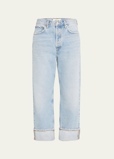 Agolde Fran Cuffed Jeans In Blue