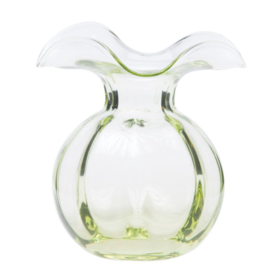 Vietri Hibiscus Glass Green Medium Fluted Vase In Metallic