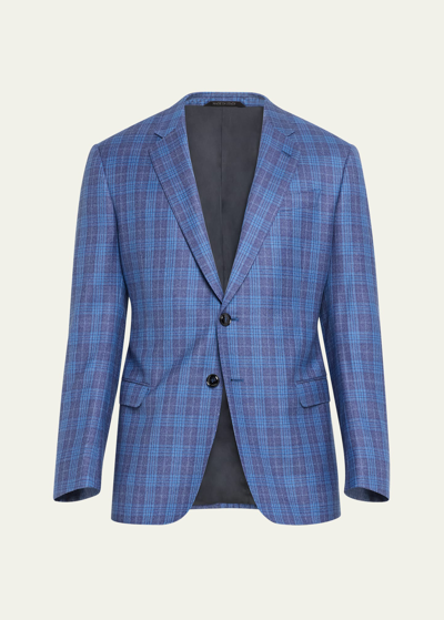 Giorgio Armani Men's Plaid Wool Sport Coat In Navy