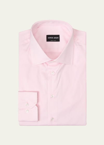 Giorgio Armani Men's Solid Cotton Dress Shirt In Solid Lightpastel