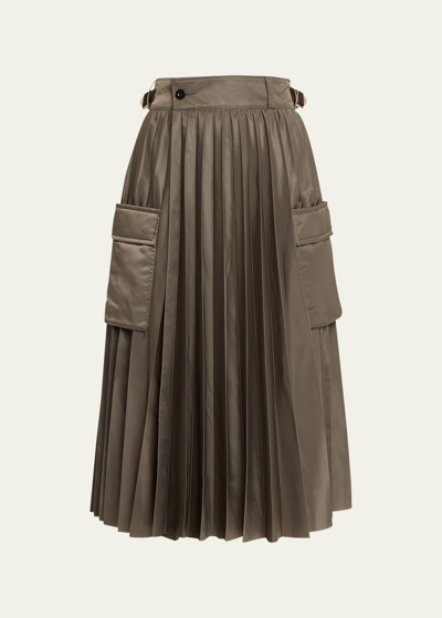 Sacai High-rise Pleated Shell In Taupe