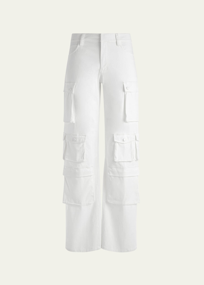 Alice And Olivia Olympia Mid-rise Baggy Cargo Pants In Off White
