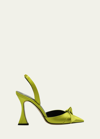 Alexandre Birman Clarita 100mm Satin Slingback Pumps In Green