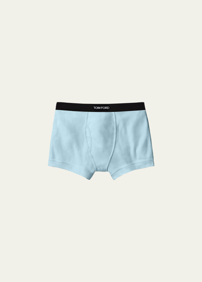 Tom Ford Logo-trim Boxer Briefs In Arctic Blue