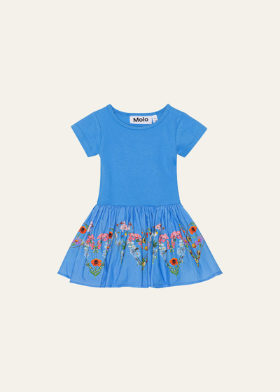 Molo Kids' Girl's Carin Floral-print Dress In Little Garden