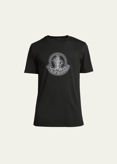 Moncler Men's Scratch Logo T-shirt In Black