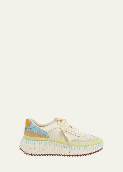 Chloé Nama Panelled-design Sneakers In Cloud Sky