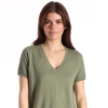 Minnie Rose Cotton Cashmere Frayed V-neck Tee In Green