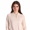 Minnie Rose Supima Cotton Cashmere Long Sleeve Polo Henley In Brown