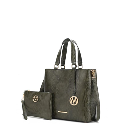 Mkf Collection By Mia K Beryl Snake-embossed Vegan Leather Women's Tote Bag With Wristlet In Green