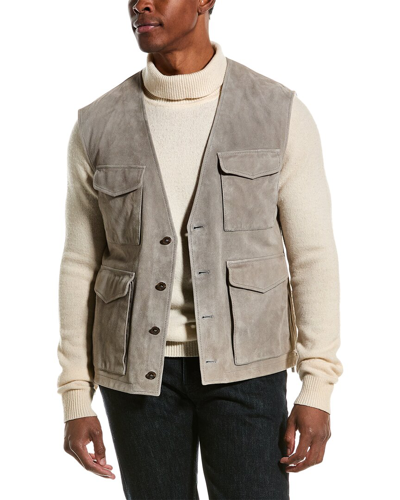 Tod's Short Suede Vest In Grey