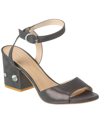 Stuart Weitzman Allshine Block 75 Leather Sandal In Black