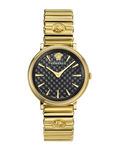 Versace V-circle Quartz Black Dial Ladies Watch Ve8101519 In Gold Tone/black