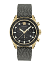 Versace Men's Greca Dome Chronograph Leather Strap Watch, 43mm