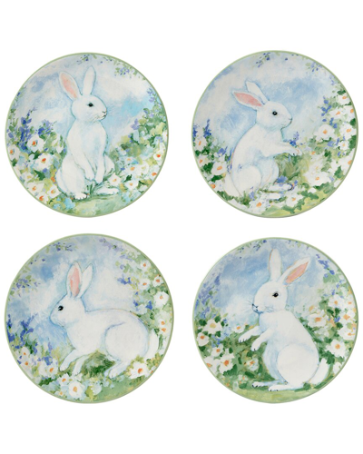 Certified International Set Of 4 Easter Morning Dessert Plates In Blue