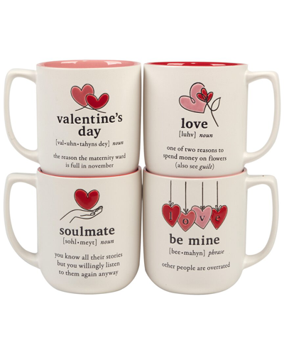 Certified International Set Of 4 Valentine's Day Mugs In White