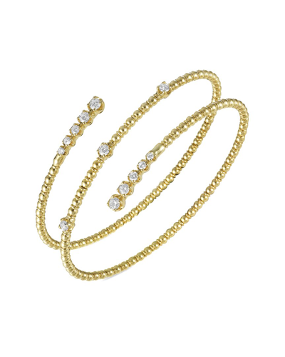 Forever Creations Signature Forever Creations 14k 1.00 Ct. Tw. Diamond Flexible Wrap Bangle Bracelet In Gold