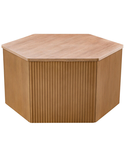 Ink+ivy Honey Fluted Hexagon Coffee Table In Brown