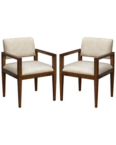 Ink+ivy 22.5" 2-pc. Benson Wide Fabric Upholstered Dining Chairs With Arms In Beige