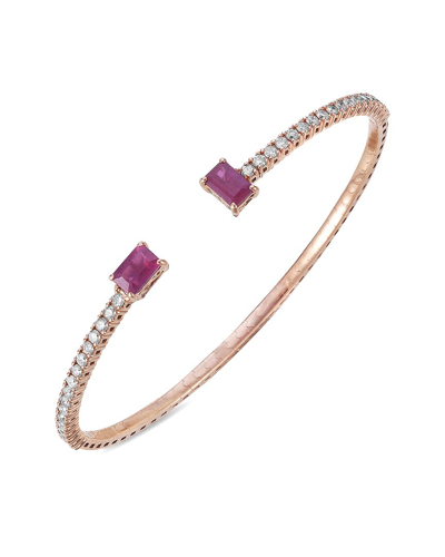 Forever Creations Signature Forever Creations 14k Rose Gold 2.80 Ct. Tw. Diamond & Ruby Flexible Bangle Bracelet In Purple