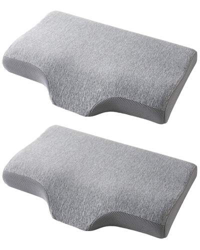 Unikome Pack Of 2 Ergonomic Memory Foam Cervical Pillows In Gray