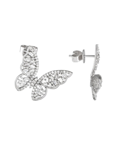 Diamond Select Cuts 14k 1.00 Ct. Tw. Diamond Butterfly Earrings In Metallic