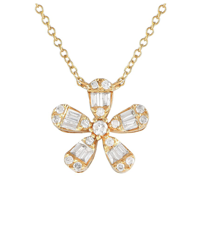Diamond Select Cuts 14k 0.23 Ct. Tw. Diamond Flower Necklace In Gold