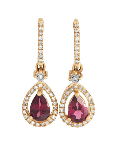 Gemstones 14k 0.20 Ct. Tw. Diamond & Garnet Earrings In Gold
