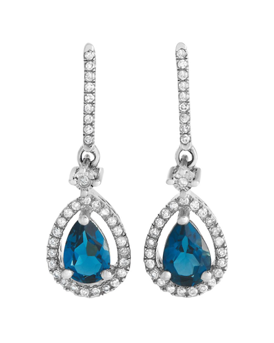 Gemstones 14k 0.20 Ct. Tw. Diamond & Topaz Earrings In Blue