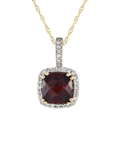 Gemstones 14k 0.09 Ct. Tw. Diamond & Garnet Pendant Necklace In Red