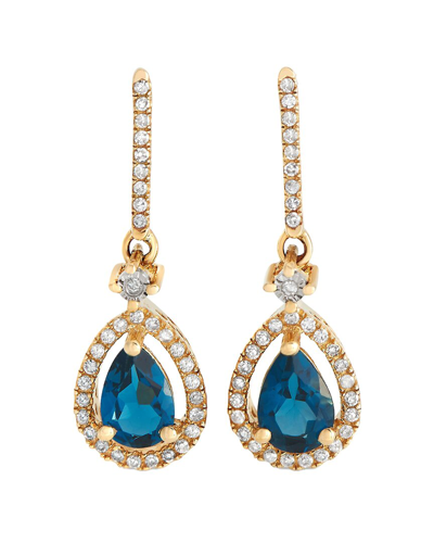 Gemstones 14k 0.20 Ct. Tw. Diamond & Topaz Earrings In Gold
