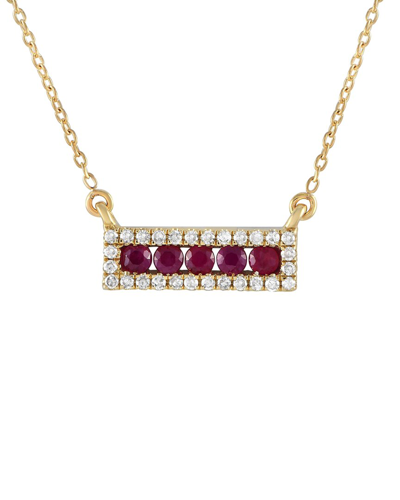 Gemstones 14k 0.15 Ct. Tw. Diamond & Ruby Pendant Necklace