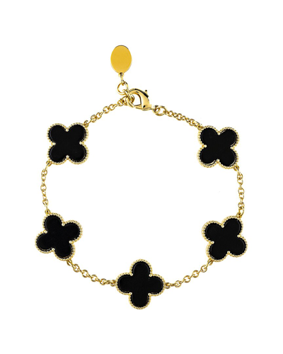 Rivka Friedman 18k Plated Clover Bracelet In Black