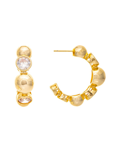 Rivka Friedman 18k Plated Cz Beaded Hoops In Gold