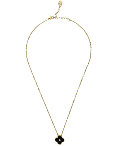 Rivka Friedman 18k Plated Clover Necklace In Black