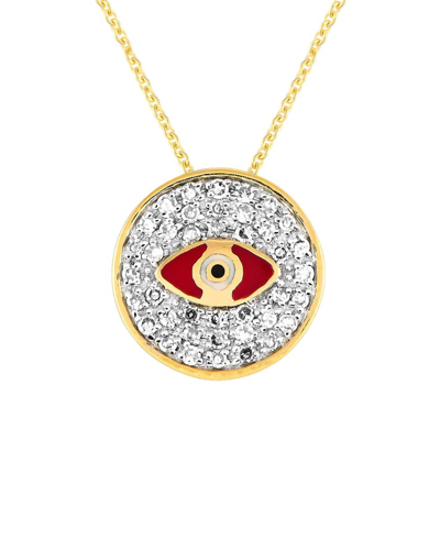 Diamond Select Cuts 14k 0.20 Ct. Tw. Diamond Evil Eye Necklace In Gold