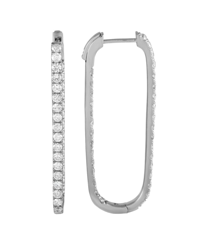 Diamond Select Cuts 14k 2.25 Ct. Tw. Diamond Rectangle Hoops In Metallic