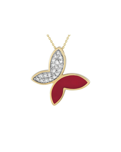 Diamond Select Cuts 14k 0.15 Ct. Tw. Diamond Butterfly Pendant Necklace In Gold