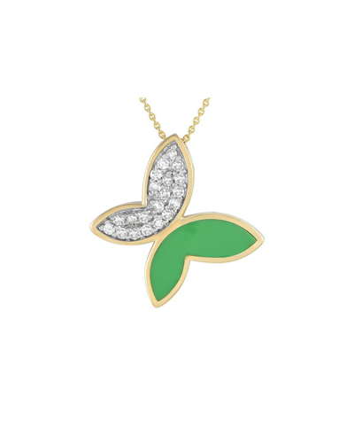 Diamond Select Cuts 14k 0.15 Ct. Tw. Diamond Butterfly Pendant Necklace In Gold