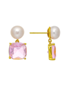 Rivka Friedman Pearl And Pink Crystal Drop Earring