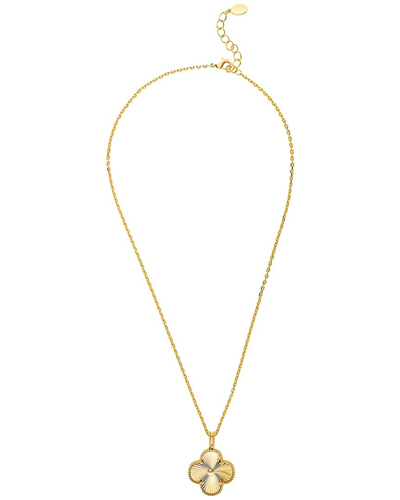Rivka Friedman Satin Finish Large Clover Pendant Necklace In 18k Gold Clad